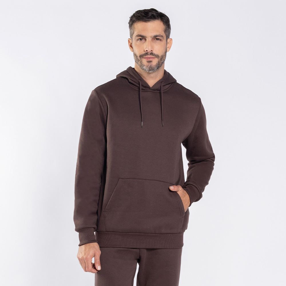 Blusão Moletom Masculino Bolso Canguru Marc Alain Marrom