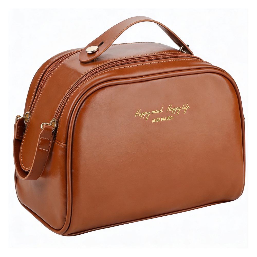 Necessaire Trapézio com Duas Divisórias Alice Palucci - CARAMELO U