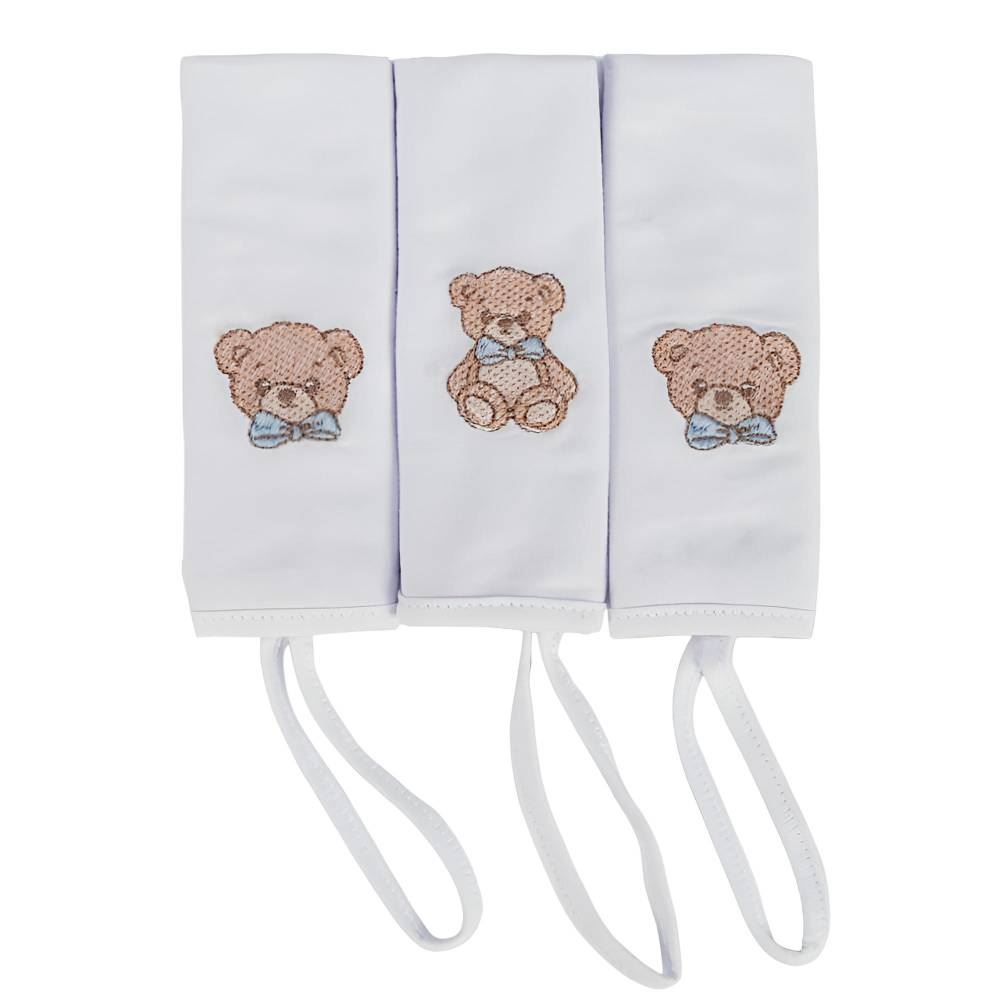 Pano de Boca com Prendedor de Chupeta 3 Peças - Urso Azul