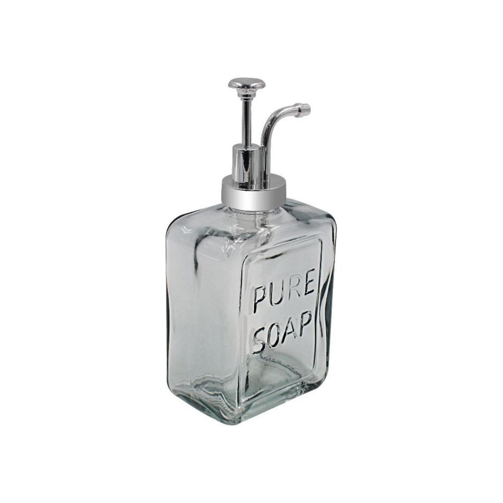 Porta Sabonete Líquido de Vidro Quadrado Havan Casa 570 ml - Cinza Translucido