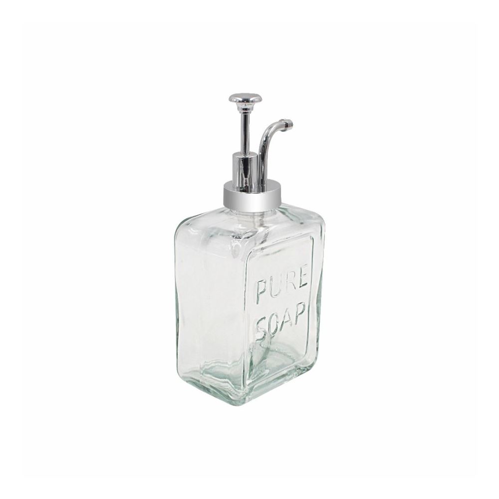 Porta Sabonete Líquido de Vidro Quadrado Havan Casa 570 ml - Transparente