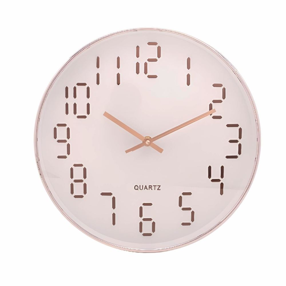 Relógio De Parede Lyor 30,5 Cm - Branco Com Rose