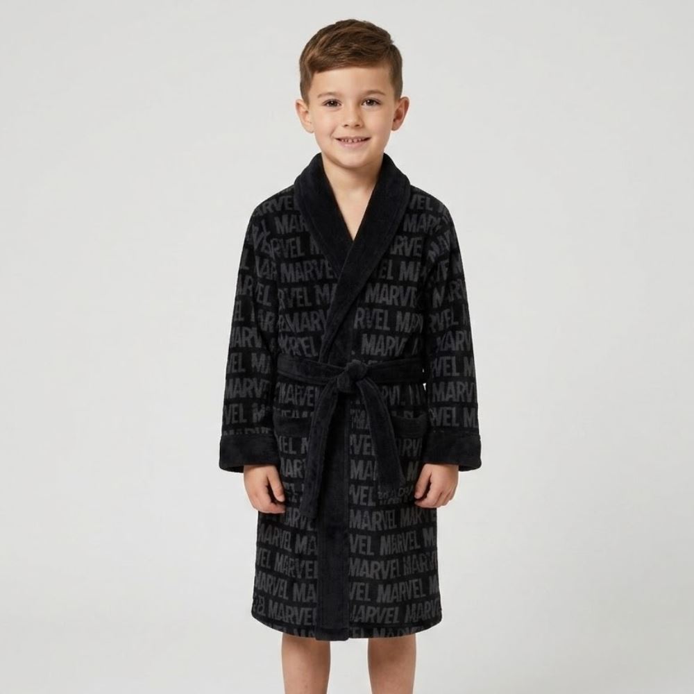 Roupão Infantil P Microfibra Disney - Marvel Black