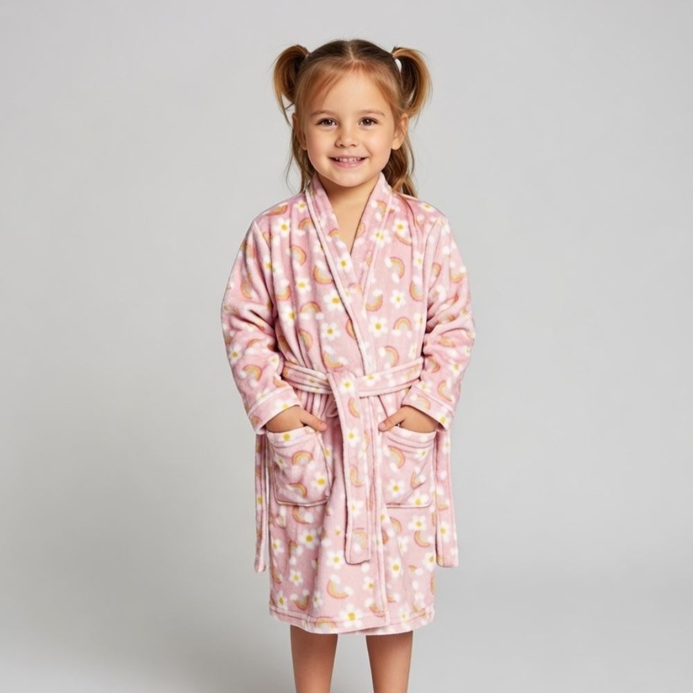 Roupão Infantil P Microfibra Lumini Havan Kids - Arco Íris Rosa