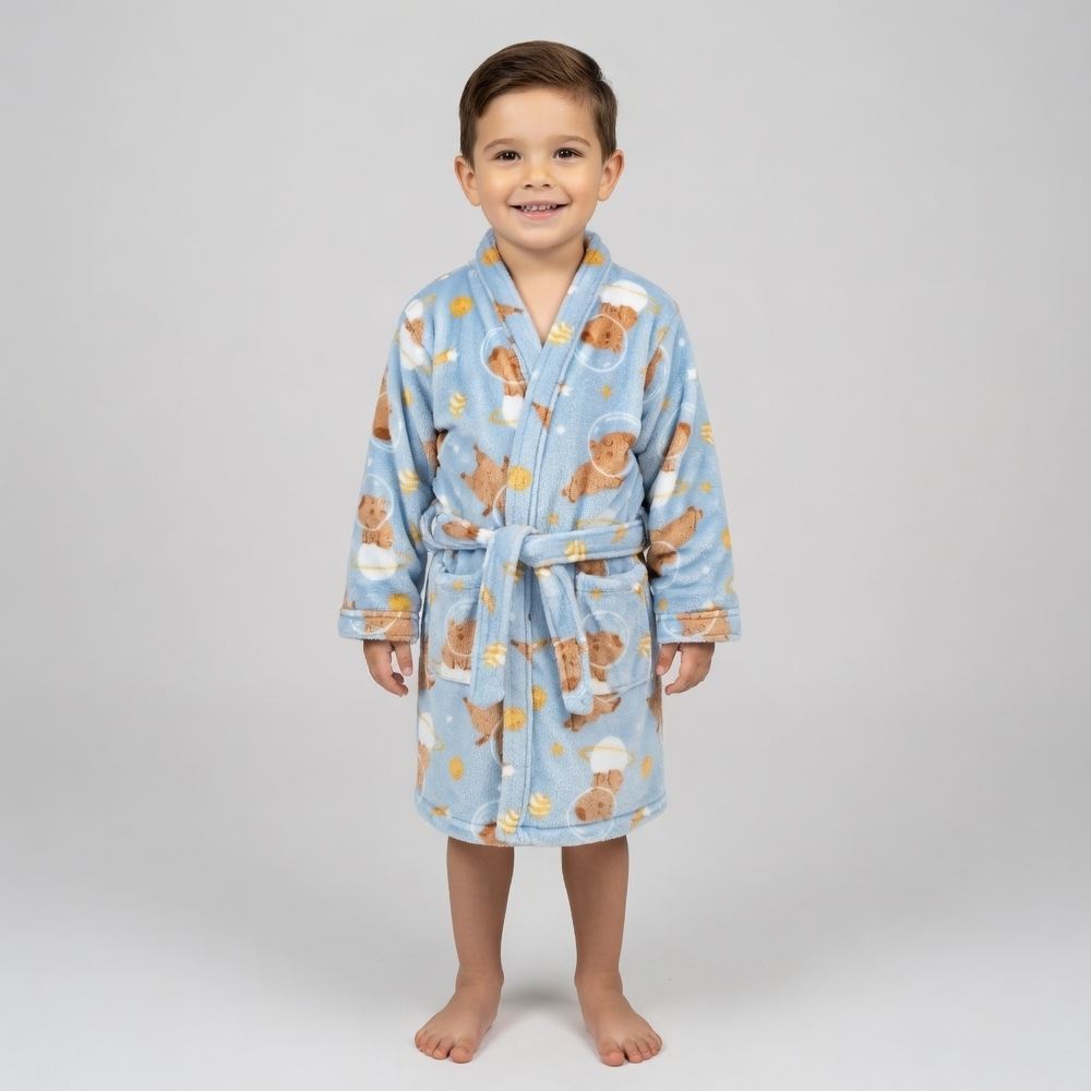 Roupão Infantil P Microfibra Lumini Havan Kids - Capivara Astronauta