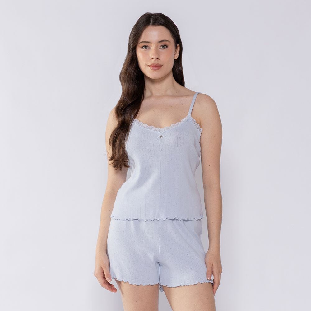 Short Doll Feminino De Algodão Camila Moretti Azul