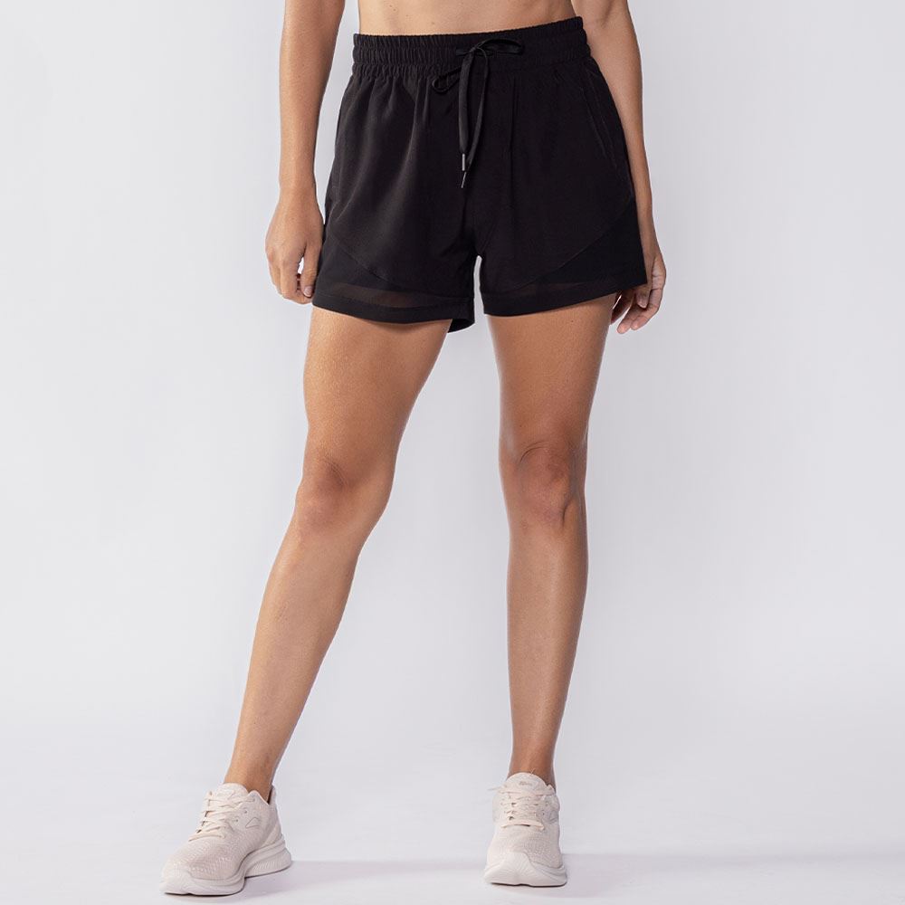 Short Fitness Feminino Duplo Com Bolso Scream Preto