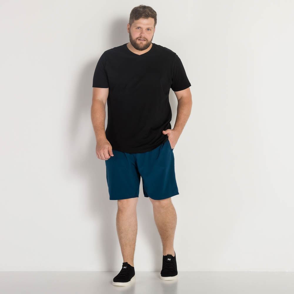Shorts Plus Size com Elastano Liso Marc Alain Plus Petroleo Skype