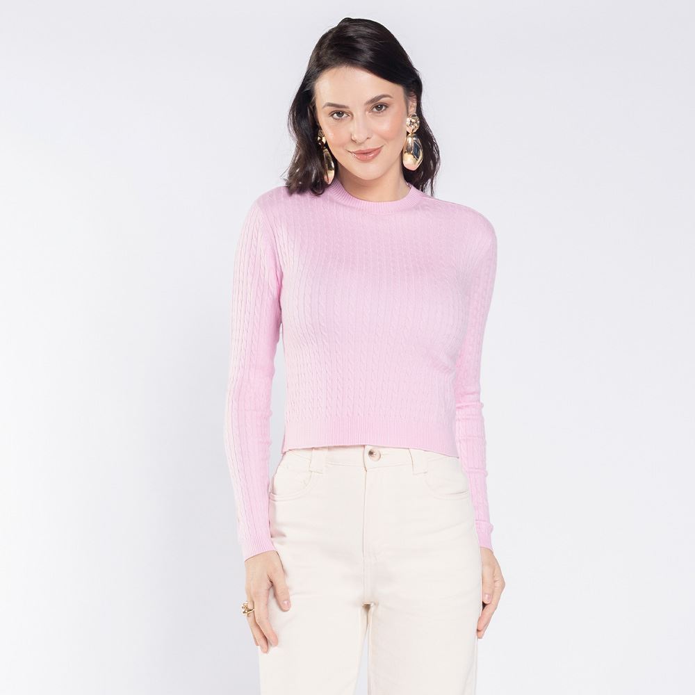 Suéter Feminino De Tricot Trançado Boby Blues Sweet