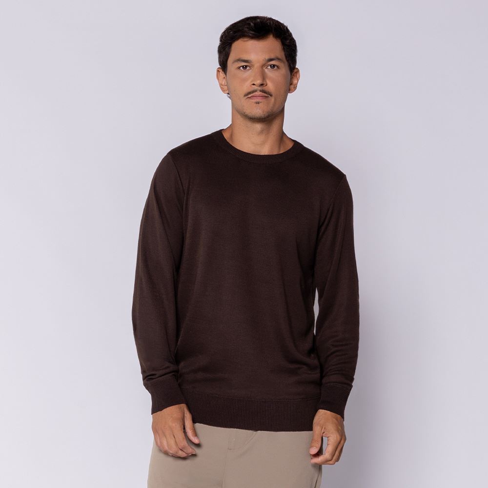 Suéter Masculino De Tricot Marc Alain Marrom