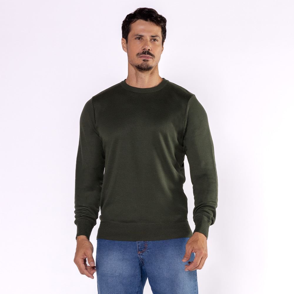 Suéter Masculino De Tricot Marc Alain Verde Militar