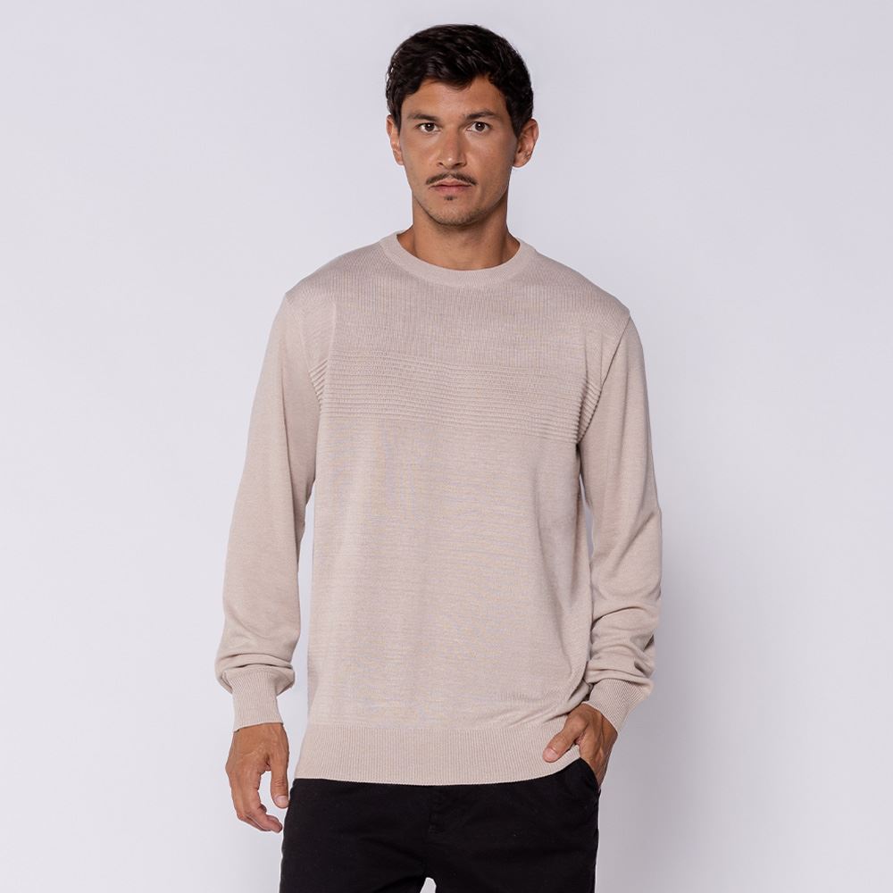 Suéter Masculino Em Tricot Com Textura Thing Natural
