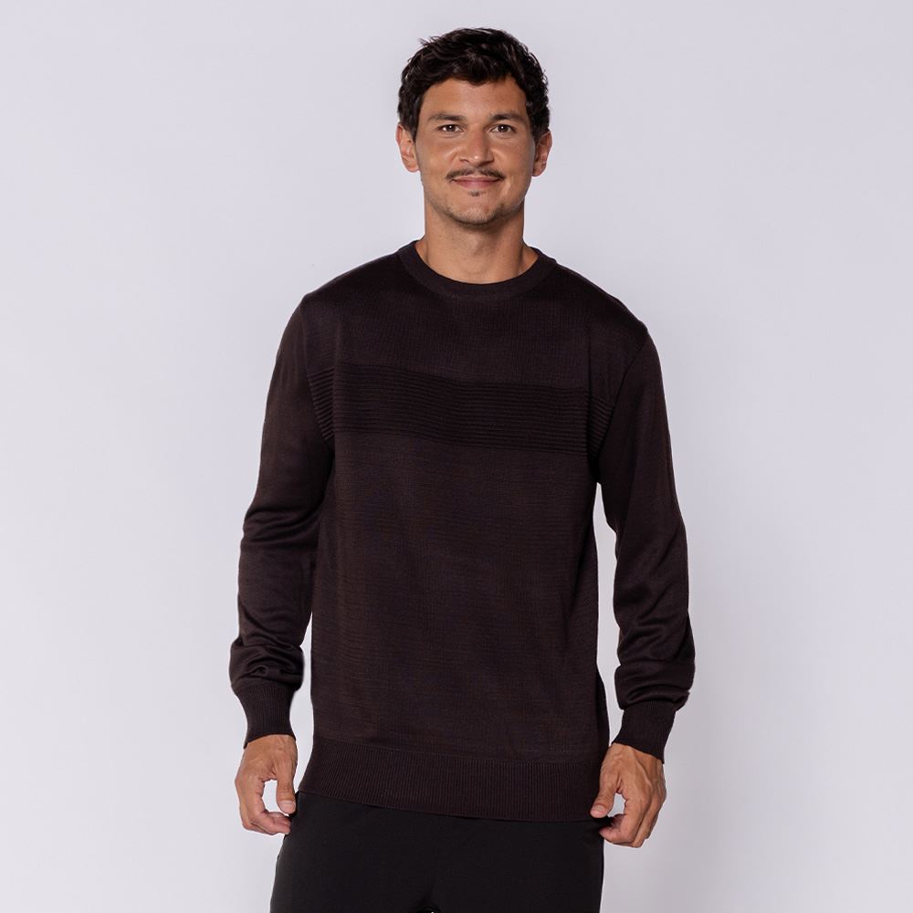 Suéter Masculino Em Tricot Com Textura Thing Marrom