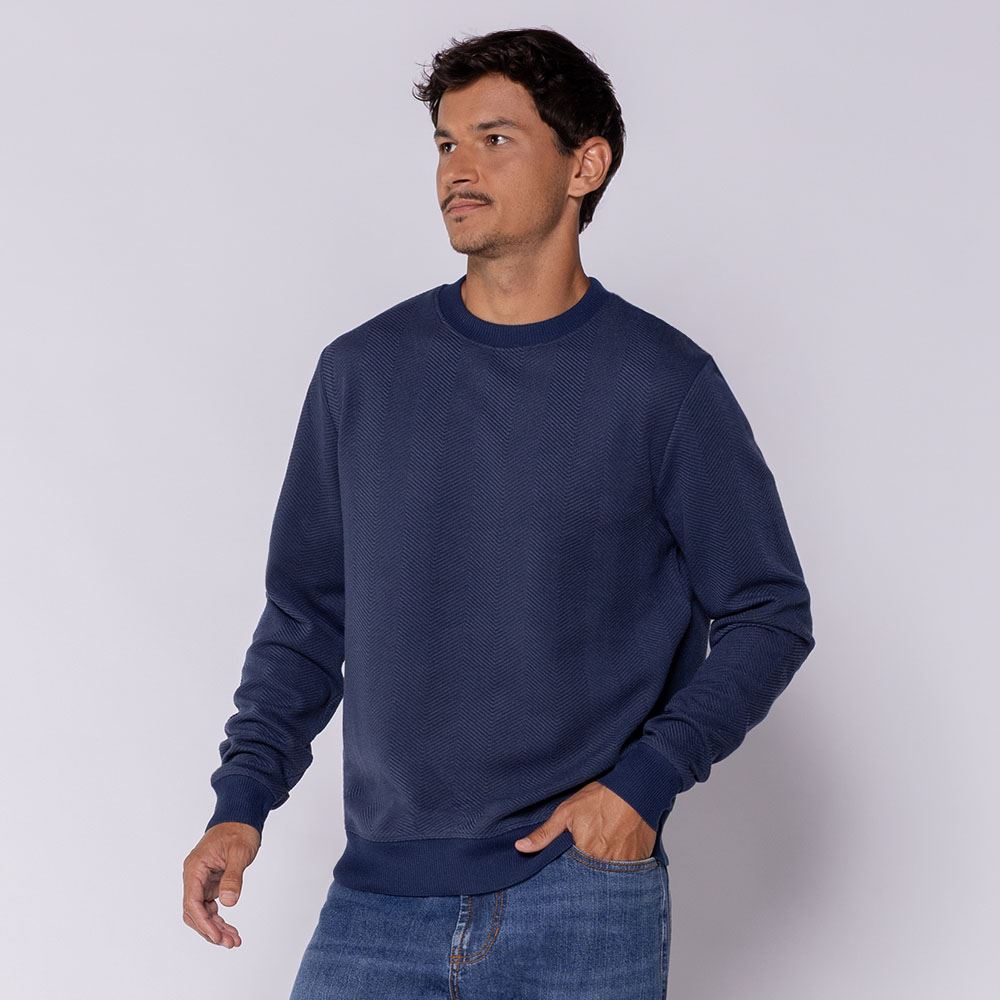 Suéter Masculino Em Tricot Marc Alain Azul Marinho