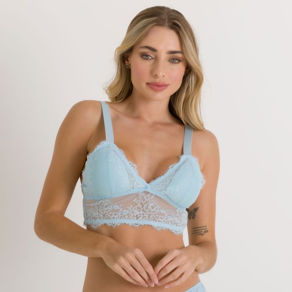 Sutiã Top Em Renda Camila Moretti Azul Claro