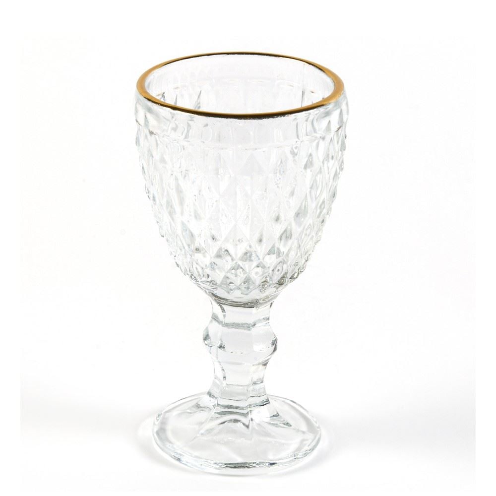 Taça Licor Vidro Bico De Abacaxi Lyor 50Ml - Transparente Filete Dourado