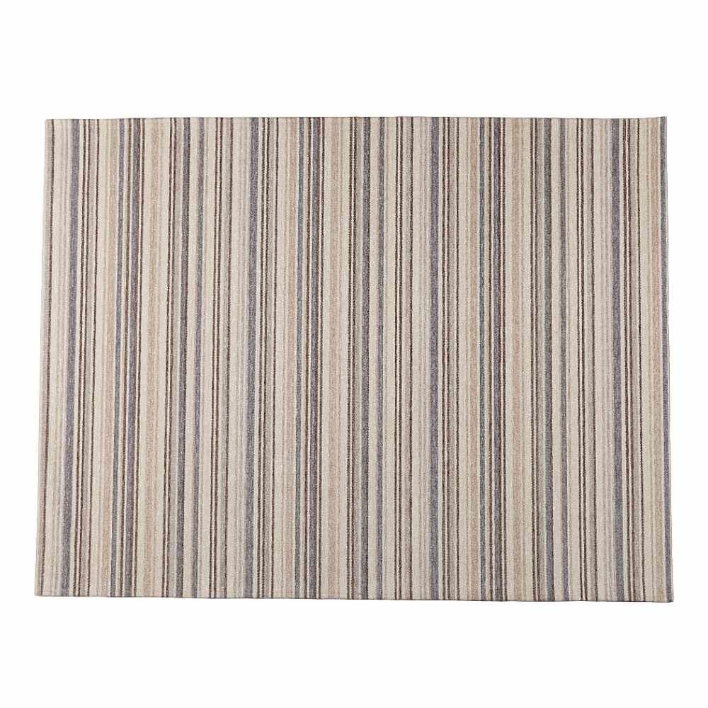 Tapete para Quarto e Sala Chenile 1,20X1,60 m Havan Casa - Listras Bege e Azul