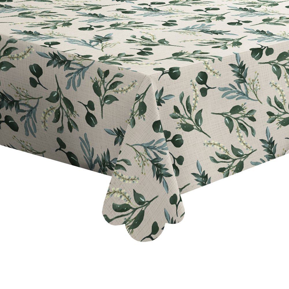 Toalha de Mesa 1,40 X 2,10 m Estampada Havan Casa - Ervas Verdes Linho