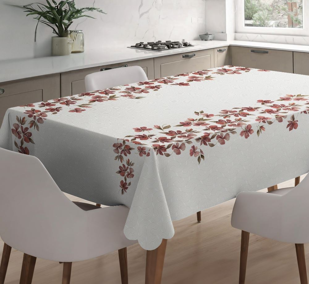 Toalha de Mesa 1,40 X 2,10 m Estampada Havan Casa - Floral Bordô
