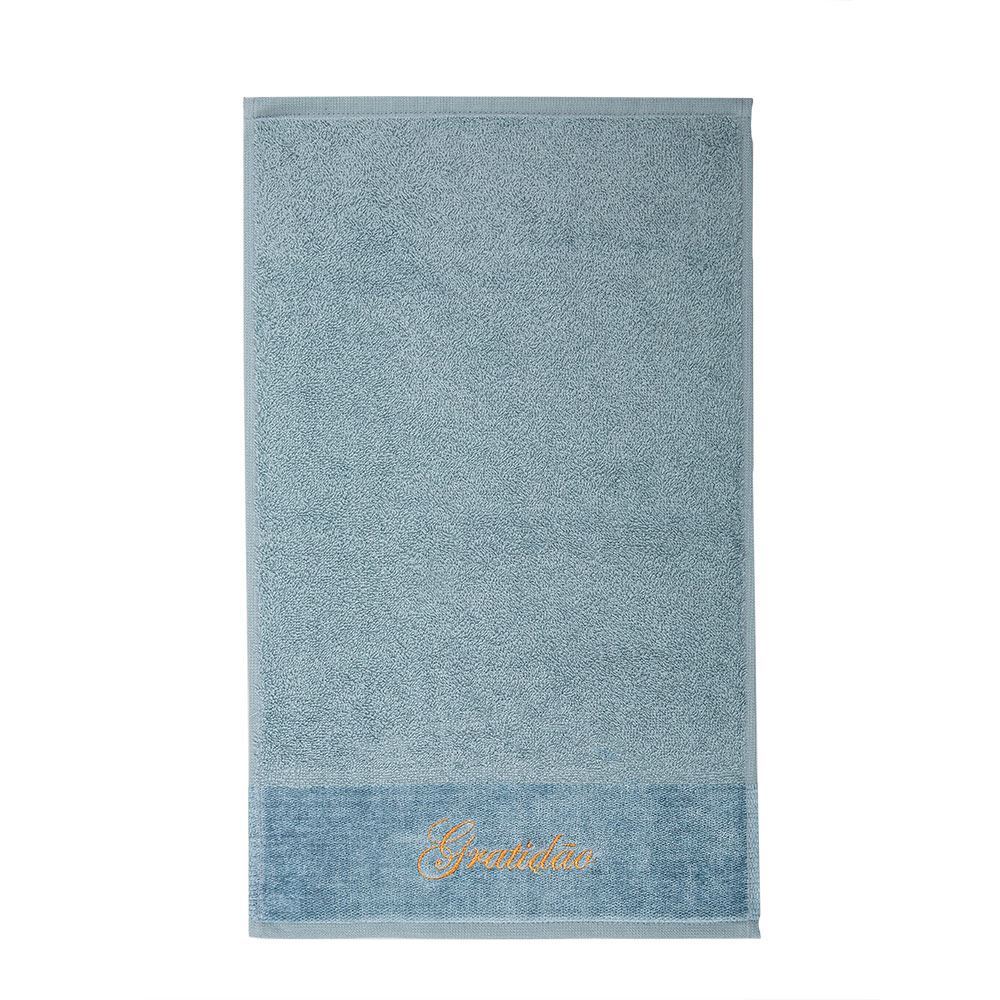 Toalha Lavabo Bordada Desejos - Inverno Azul Gratidão