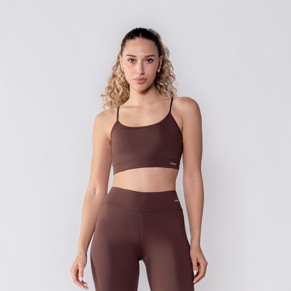 Top Feminino De Alça Básico Scream Marrom