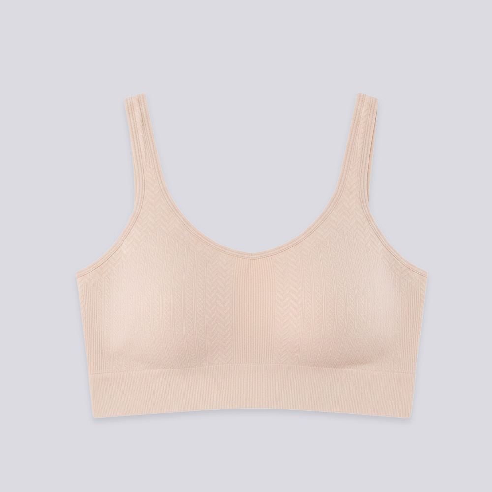 Top Sem Costura Feminino Jacquard Areia